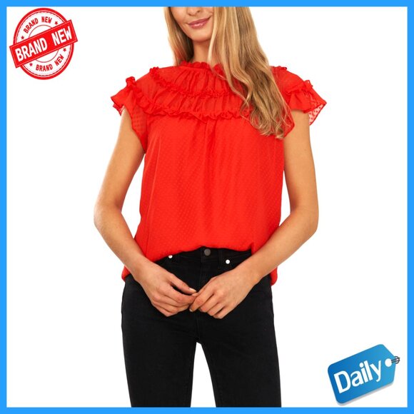 Other - Girls Polyester Blouse Ruffle Yoke Pullover Short Sleeve Elegant Office Wear